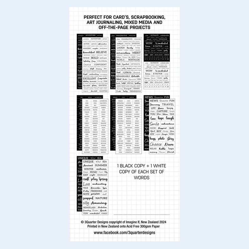 3Quarter Designs Fussy Cutting Pack - Lots of Words
