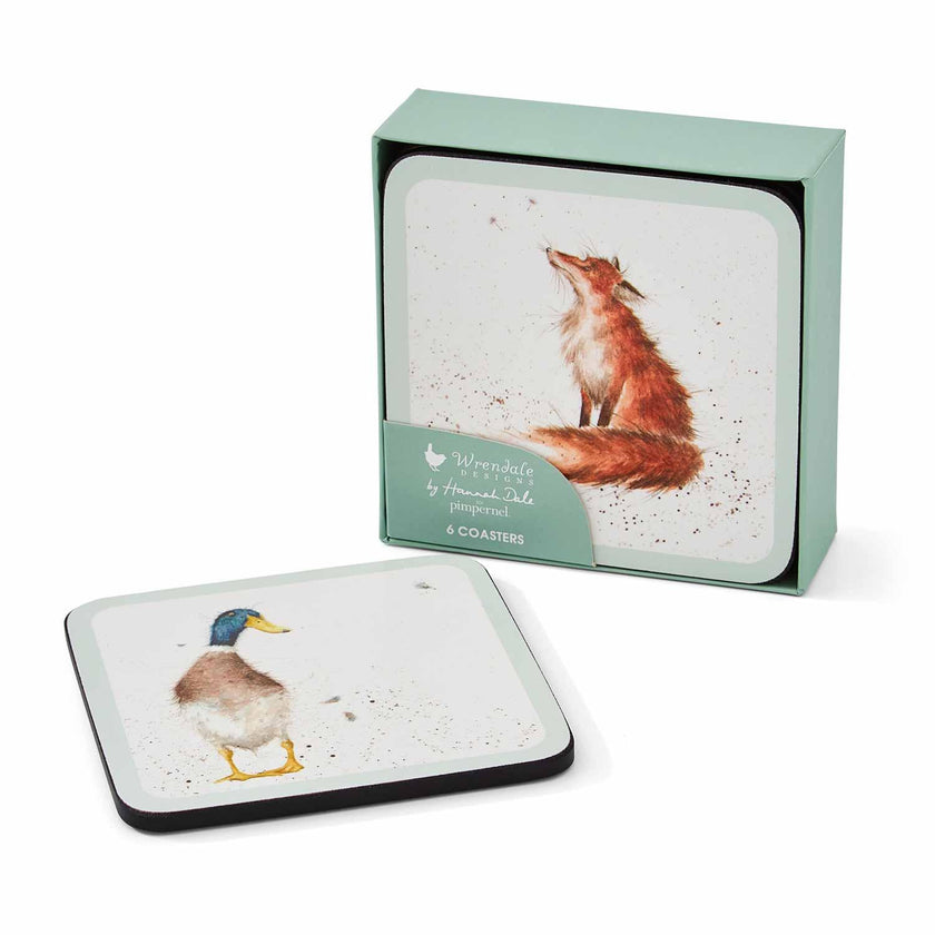 Wrendale Designs - Country Set - Country Animal Coasters (Set of 6) | 4x4 in