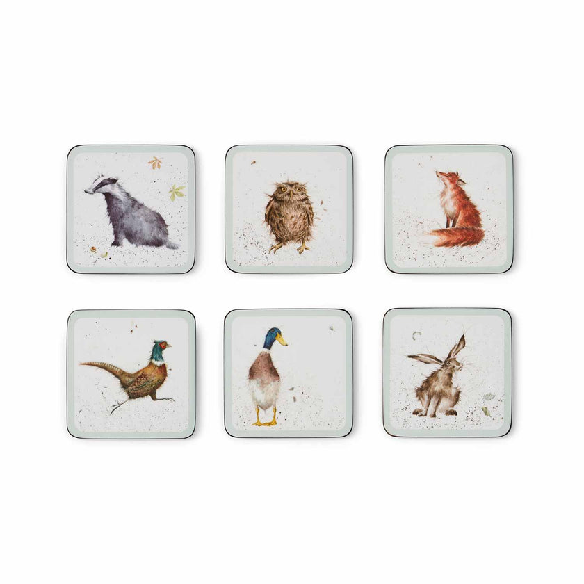 Wrendale Designs - Country Set - Country Animal Coasters (Set of 6) | 4x4 in