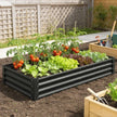 6 x 3 x 1ft Galvanized Raised Garden Bed, Reinforced Outdoor Planter Box with Open Bottom, Black