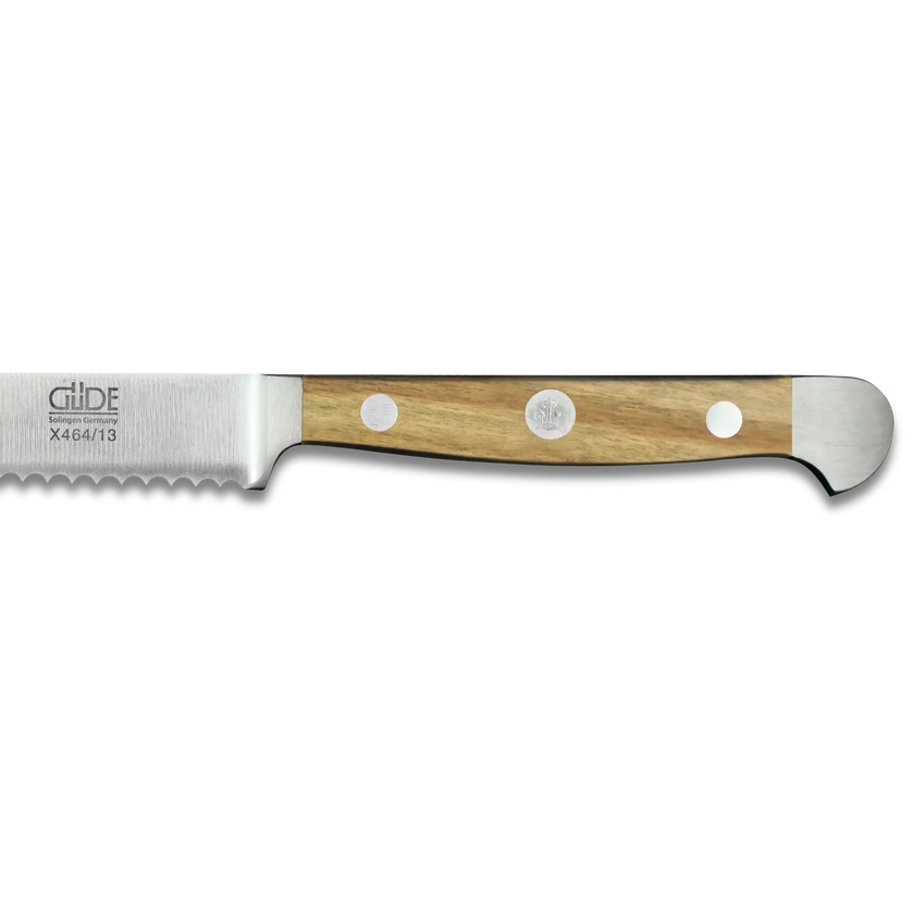 ALPHA OLIVE | Couteau à tomates 13cm | Acier forgé / Manche en bois d'olivier