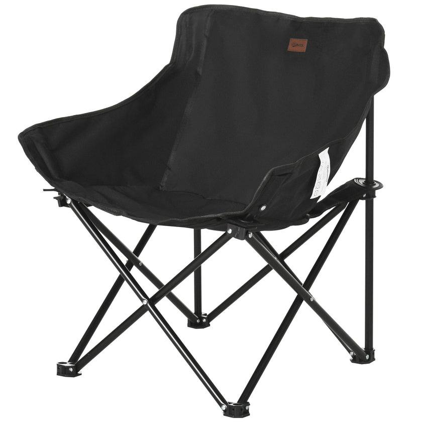 Outsunny Folding Camping Chair Lightweight Portable Chair for Outdoor Hiking Backpacking with Carry Bag Side Pocket Black