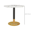 Rene Round Modern Dining Table with Faux Marble Top for Small Spaces-White
