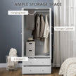 Briar Modern Wardrobe Closet with 2 Drawers and Hanging Rod-White