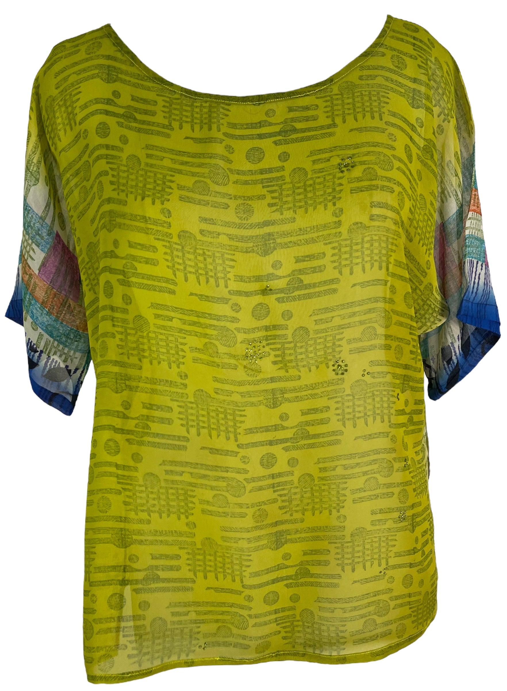 PRG6508 Sheer Avatar Pure Silk Side Slit Top