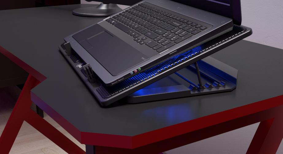 Xtech - Laptop Cooling Pad 156In USB Blue LED 2 USB-A Ports 2 Powered & Silent Fans - Black