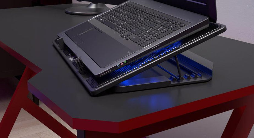 Xtech - Laptop Cooling Pad 156In USB Blue LED 2 USB-A Ports 2 Powered & Silent Fans - Black