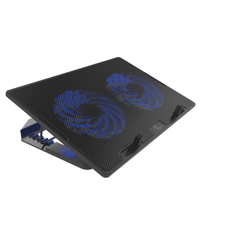 Xtech - Laptop Cooling Pad 156In USB Blue LED 2 USB-A Ports 2 Powered & Silent Fans - Black