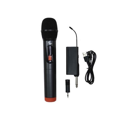 Xtech - Microphone Wireless UHF with Rechargeable Receiver works with 35mm or 1/4in Jack up to 82ft Range - Black