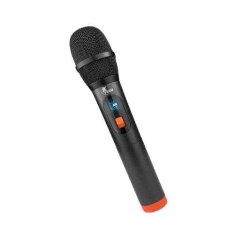 Xtech - Microphone Wireless UHF with Rechargeable Receiver works with 35mm or 1/4in Jack up to 82ft Range - Black