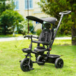 Qaba 4-in-1 Baby Tricycle Stroller with Reversible Seat, Adjustable Handle, Canopy, Safety Belt, Storage - Black