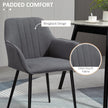 Robbie Dining Chairs Set of 2 with Armrest-Dark Grey
