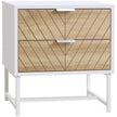 Emery Modern Bedside Table with 2 Drawers and Steel Legs-White/Oak