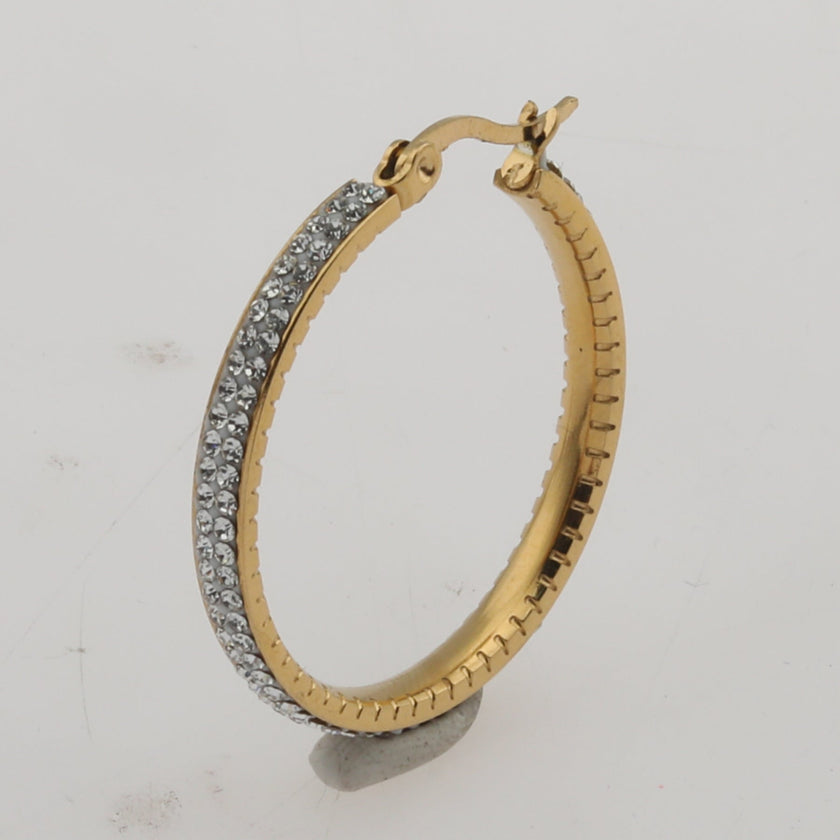 YARA Gold: 'Pavé All the Way' Zirconia Hoop Earrings (Regular Size)