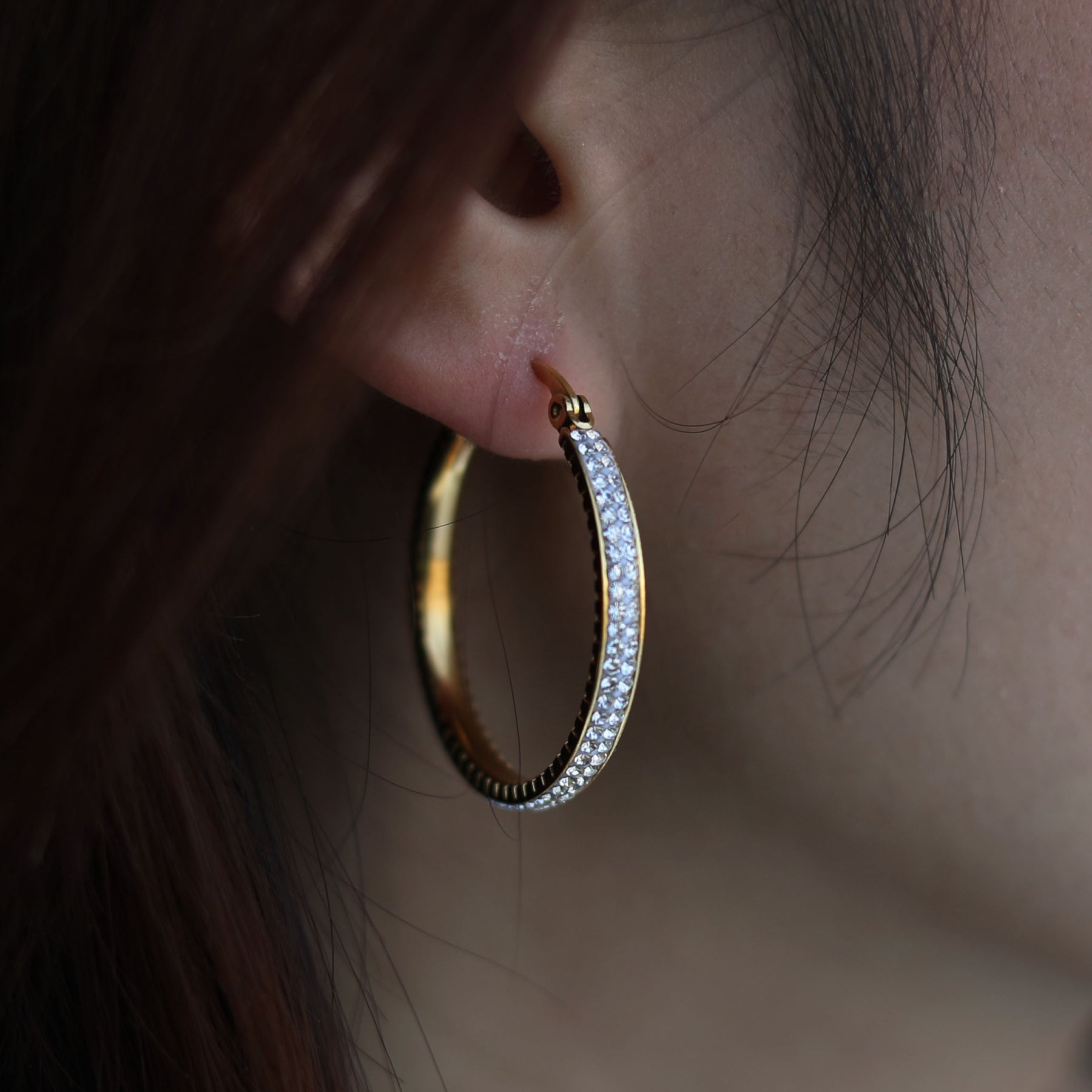 YARA Gold: 'Pavé All the Way' Zirconia Hoop Earrings (Regular Size)