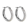 Style YARA : Boucles d'oreilles créoles en zircone pavée 'Pavé All the Way' (petite taille) Argent