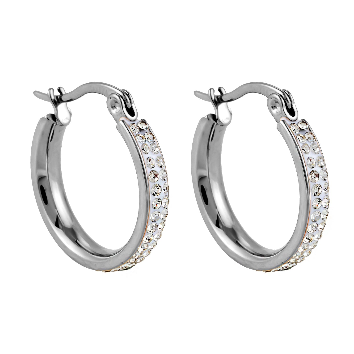 Style YARA : Boucles d'oreilles créoles en zircone pavée 'Pavé All the Way' (petite taille) Argent
