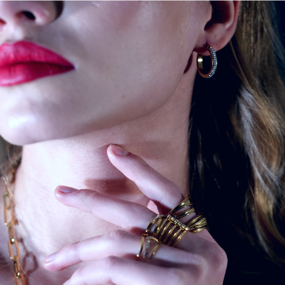 YARA : Boucles d'oreilles créoles en zircone 'Pavé All the Way' (petite taille) Or