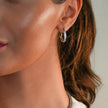 Style YARA : Boucles d'oreilles créoles en zircone pavée 'Pavé All the Way' (petite taille) Argent