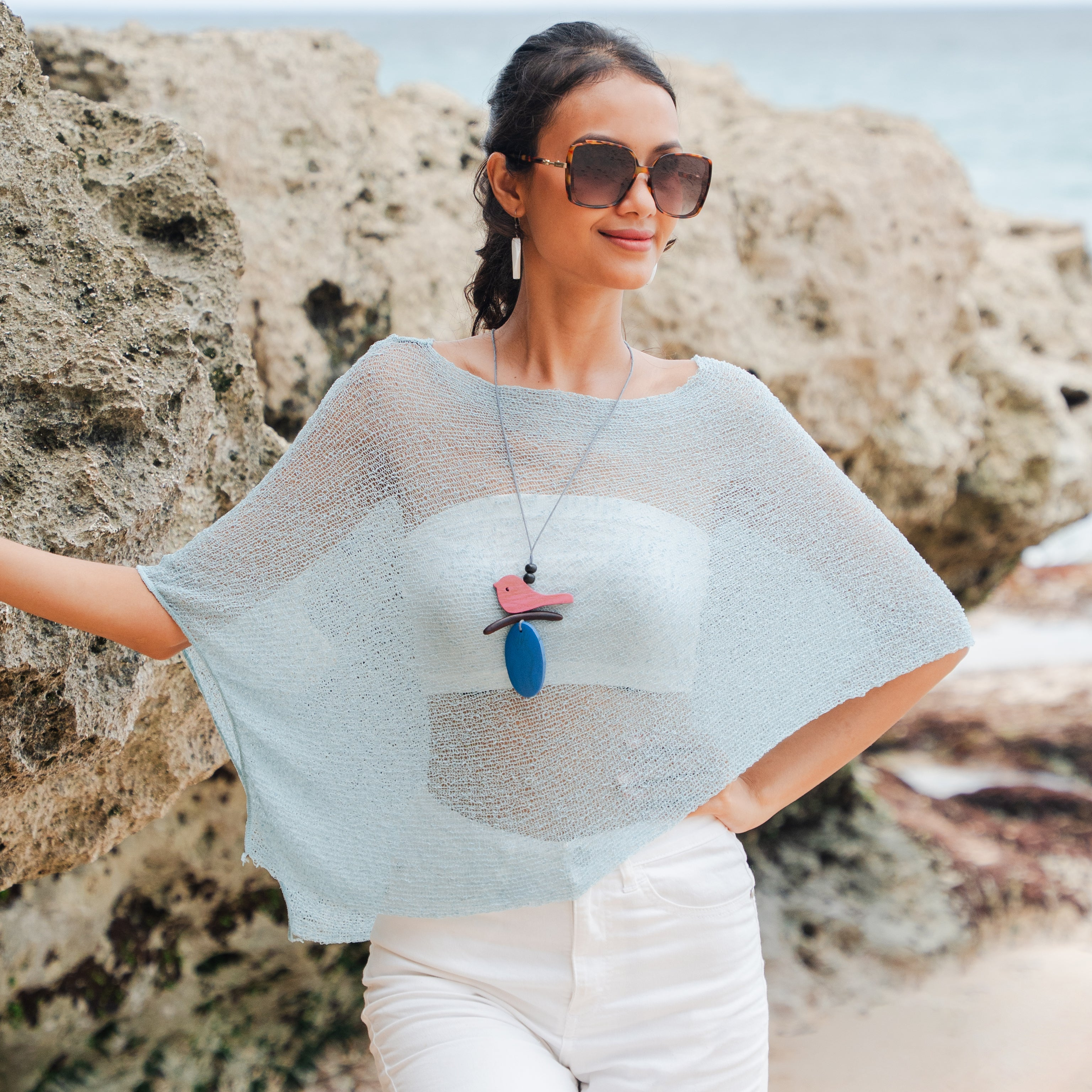 Sheer Mesh Poncho - Mint