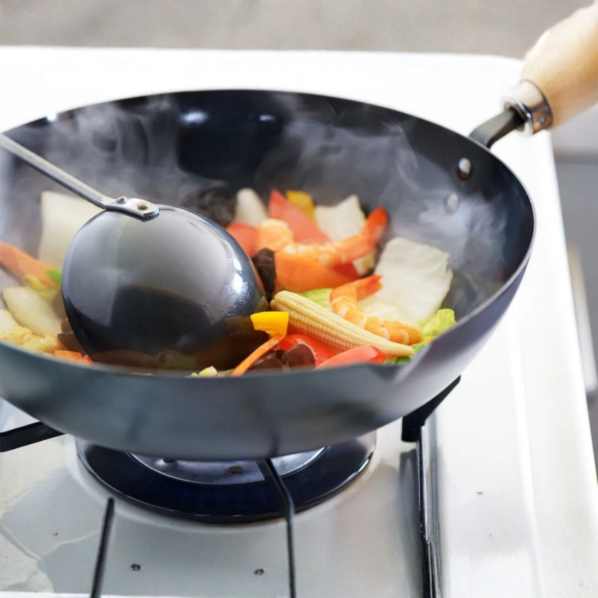 YOSHIKAWA Cook-Pal Ren Nitrided Carbon Steel Beijing Wok 30CM – JAPAN