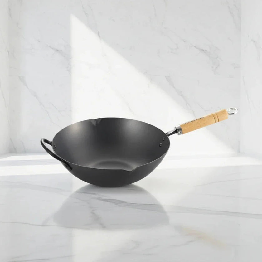 YOSHIKAWA Cook-Pal Ren Nitrided Carbon Steel Beijing Wok 30CM – JAPAN