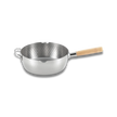 Casserole Yoshikawa Yukihira 24 cm en acier inoxydable | 3,6 L avec manche en bois