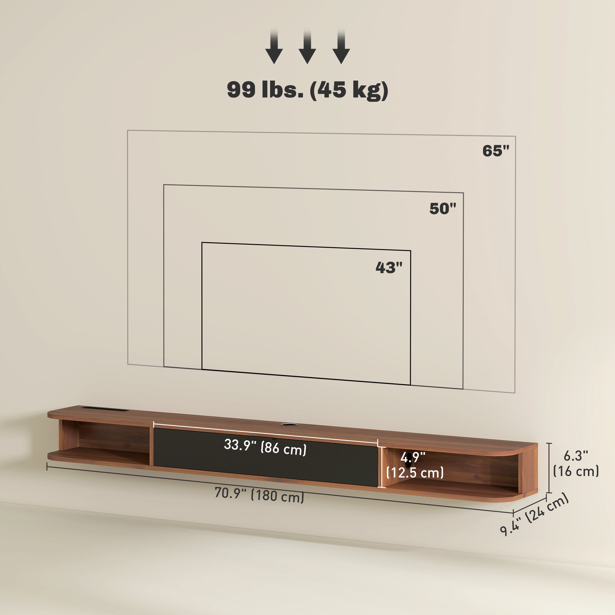 Lennox Floating TV Stand for TVs up to 75