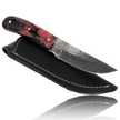 YUMA Damascus Steel Skinner Knife 5 inch blade with Original Cow leather sheath