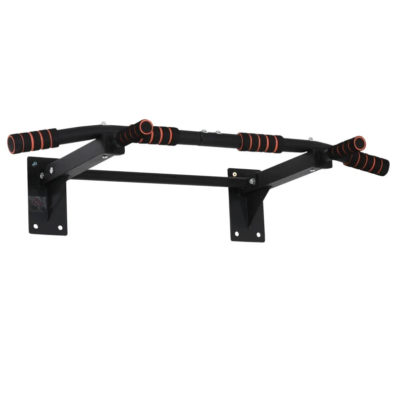 Soozier Pull Up Bar Wall Mount Chin Up Bar, Upper Body Strength Training Station with Non-Slip Foam for Home Gym, Black