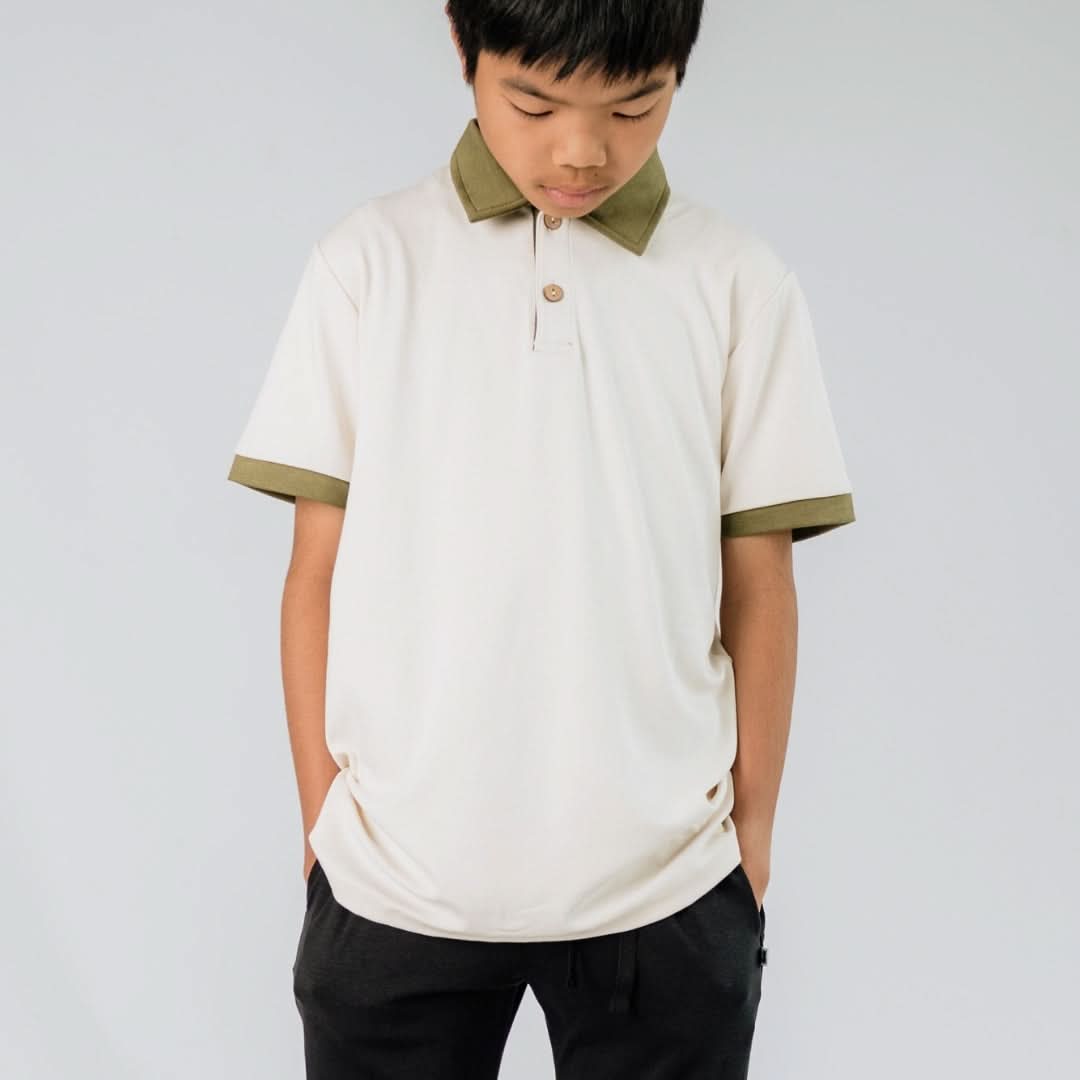 Youth Bamboo Polo Shirt | Blush Charcoal