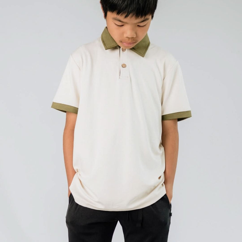 Youth Bamboo Polo Shirt | Blush Charcoal