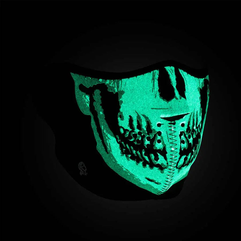 ZANheadgear Half Mask Neoprene Skull Face Glow in the Dark