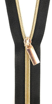 Zippers By The Yard Black Tape Light Gold Teeth #5