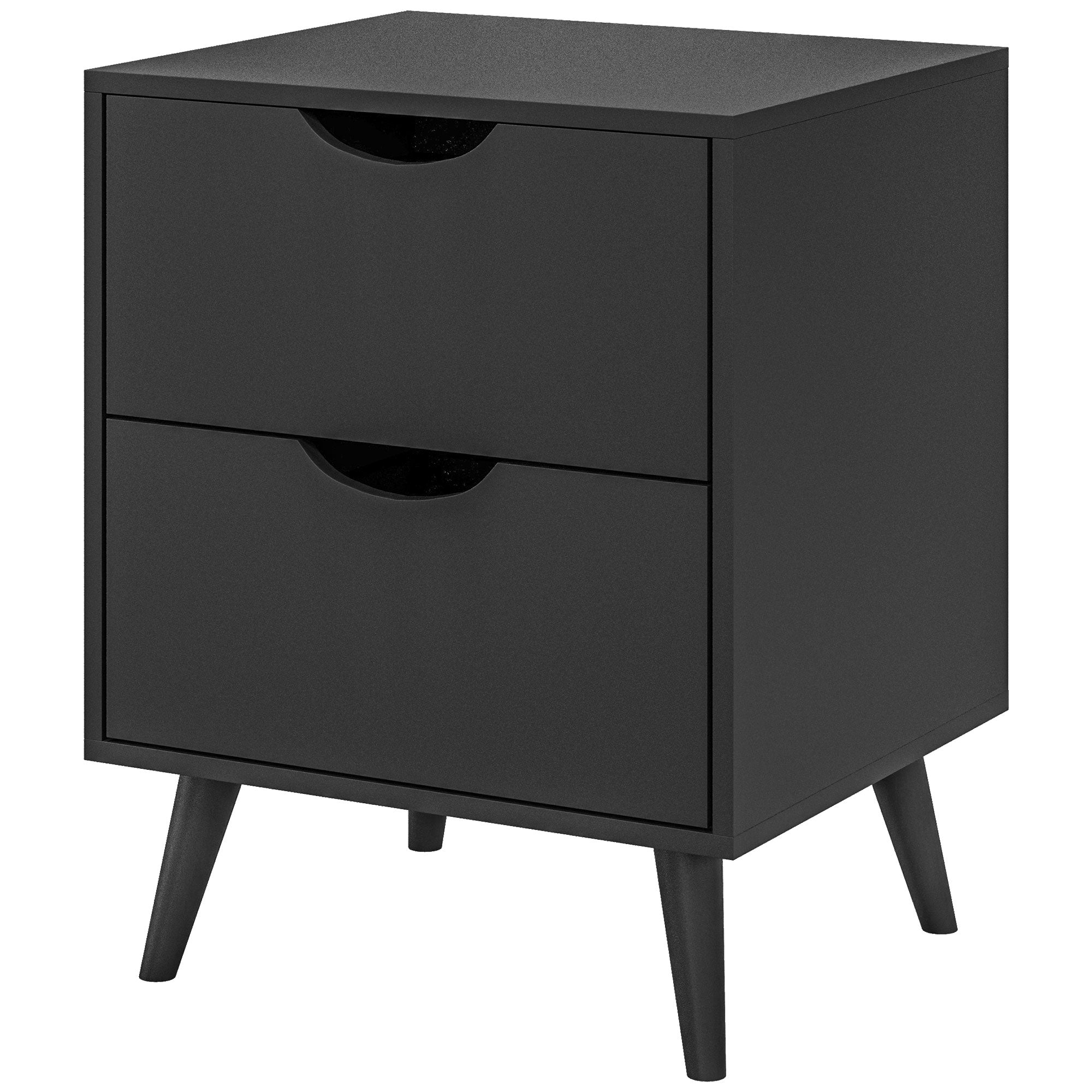 Jesse Nightstand with 2 Drawers and Pine Wood Legs-Black