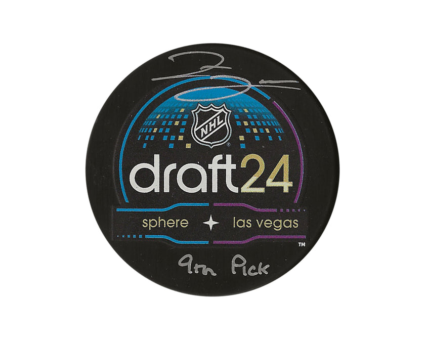 Zayne Parekh Autographed 2024 NHL Draft Puck Inscribed 
