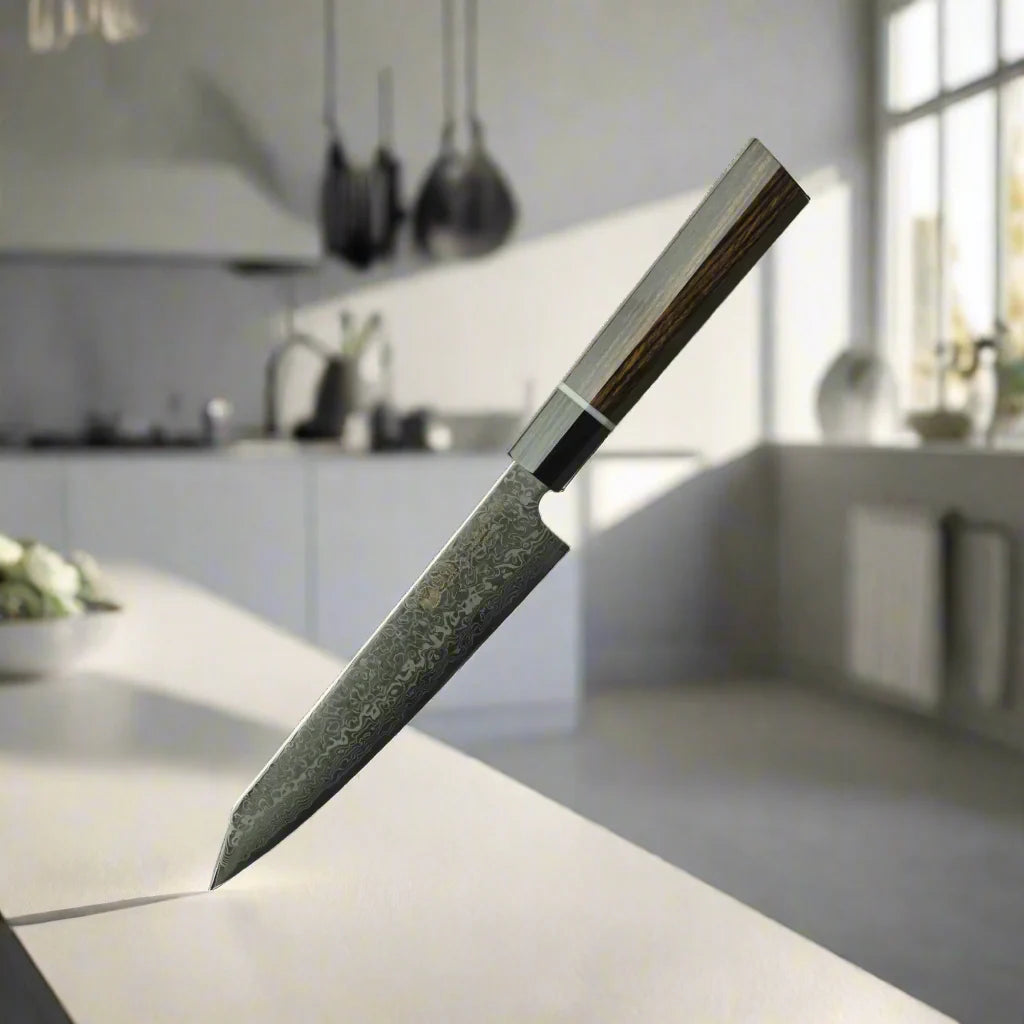 ZUIUN Japan | Couteau d'office artisanal en acier damassé 150mm