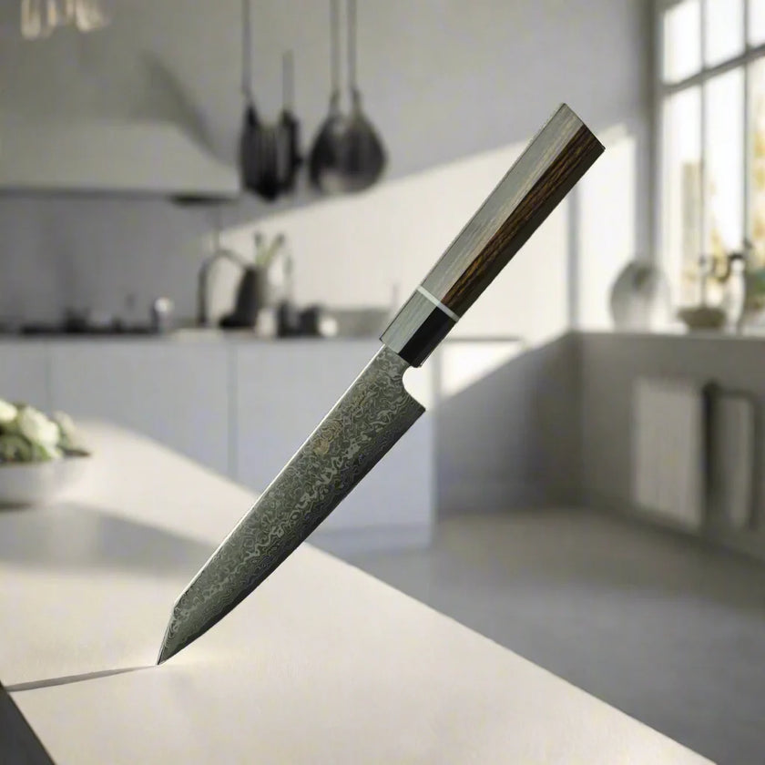 ZUIUN Japan | Couteau d'office artisanal en acier damassé 150mm