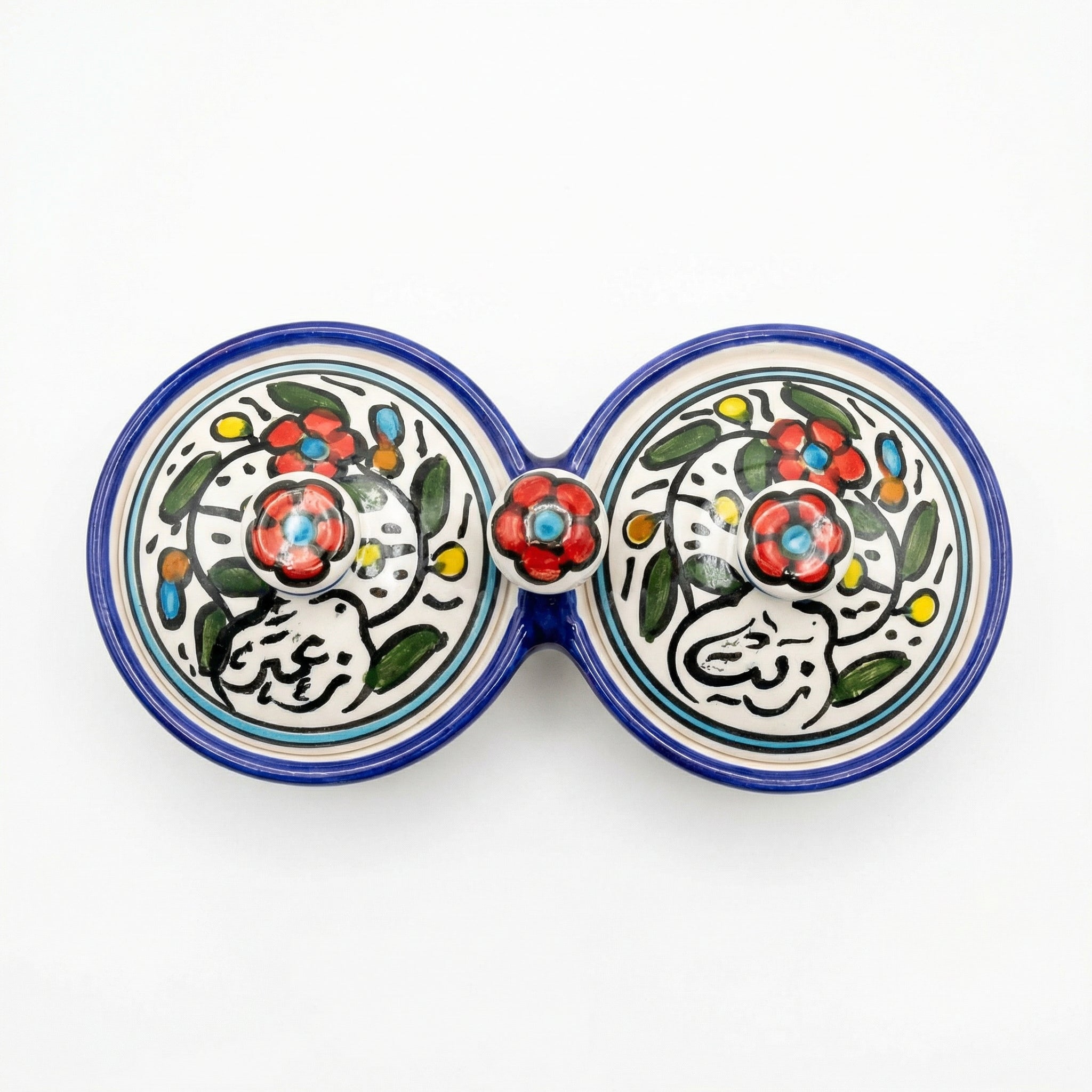 Zait & Zaatar (Olive Oil & Thyme) Double Dish Ceramic | Handmade by Palestinian Artisans