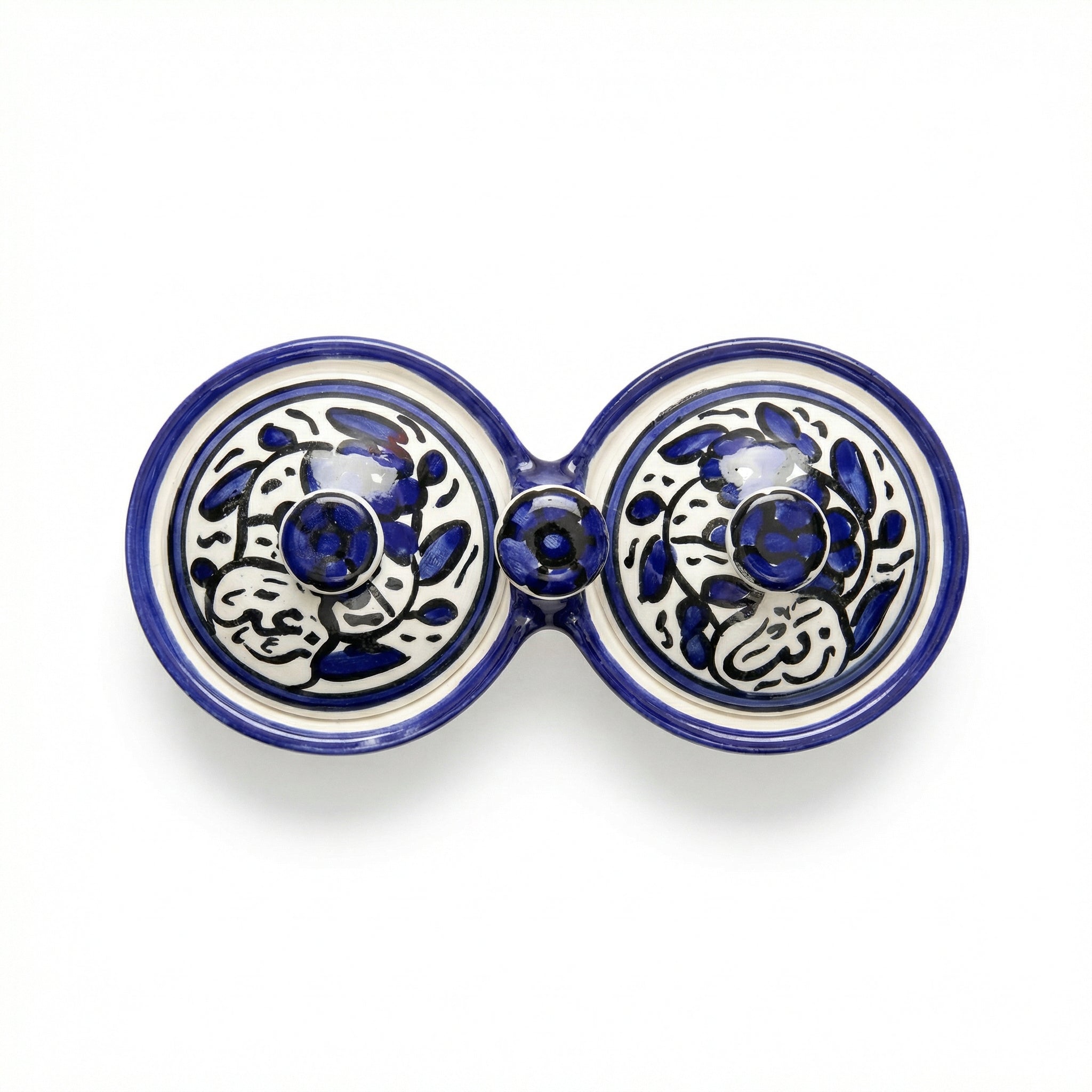 Zait & Zaatar (Olive Oil & Thyme) Double Dish Ceramic | Handmade by Palestinian Artisans