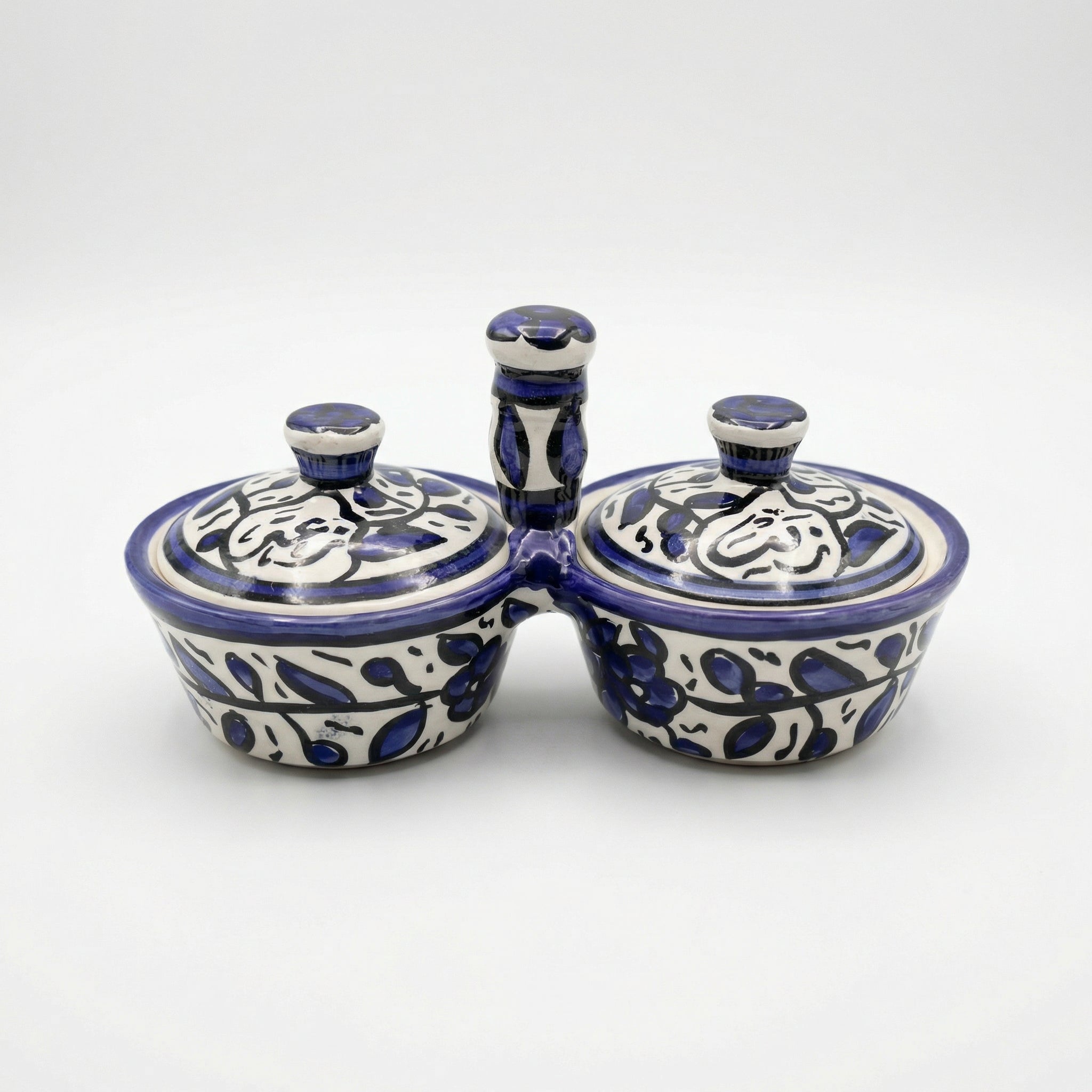 Zait & Zaatar (Olive Oil & Thyme) Double Dish Ceramic | Handmade by Palestinian Artisans
