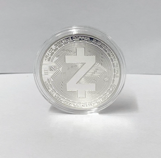 Zcash Coin - Silver Metal Physical Blockchain Cryptocurrency Collectible Coin
