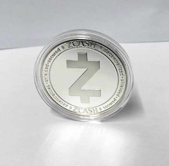 Zcash Coin - Silver Metal Physical Blockchain Cryptocurrency Collectible Coin