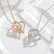 Zircon Double Love With Rhinestones Ins Personalized Heart-shaped Clavicle Chain Necklace