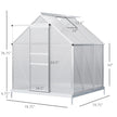 Outsunny 6' x 6' Aluminum Greenhouse Polycarbonate Walk-in Garden Greenhouse Kit with Adjustable Roof Vent, Rain Gutter  Sliding Door| Aosom Canada