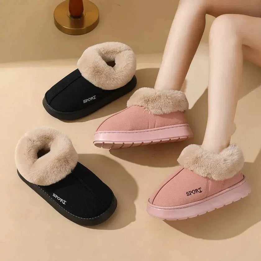 Plush Cotton Shoes For Women Winter Warm Home Slippers Outdoor Snow Boots