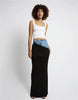 Fashion Black Panel Long Pencil Denim Skirt