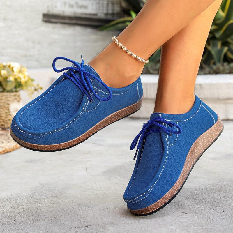 Women's Suede Lace-Up Flat Casual Loafers