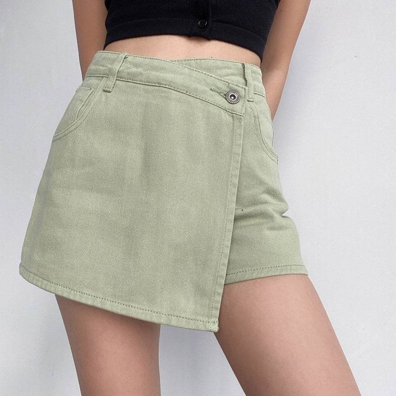 Elegant Anti-exposure Irregular Mini Denim Skirt