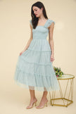 Polka Dot Chiffon Tiered Dress | Sage